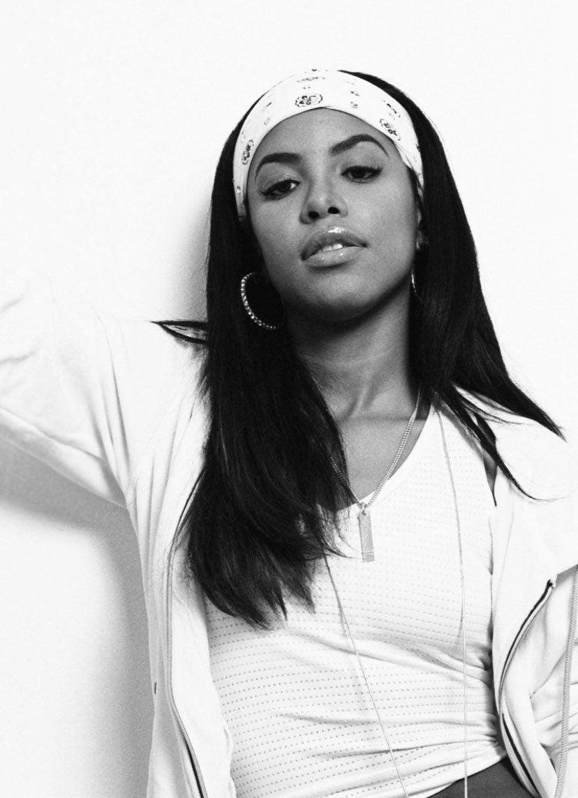 Aaliyah wearing white Bandana Photo Print